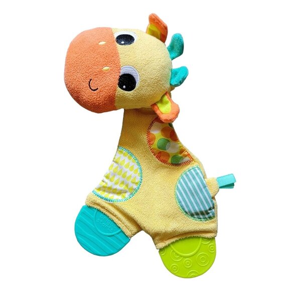 Bright Starts Giraffe Plush Blanket Crinkle Teether Baby Toy - Picture 1 of 4